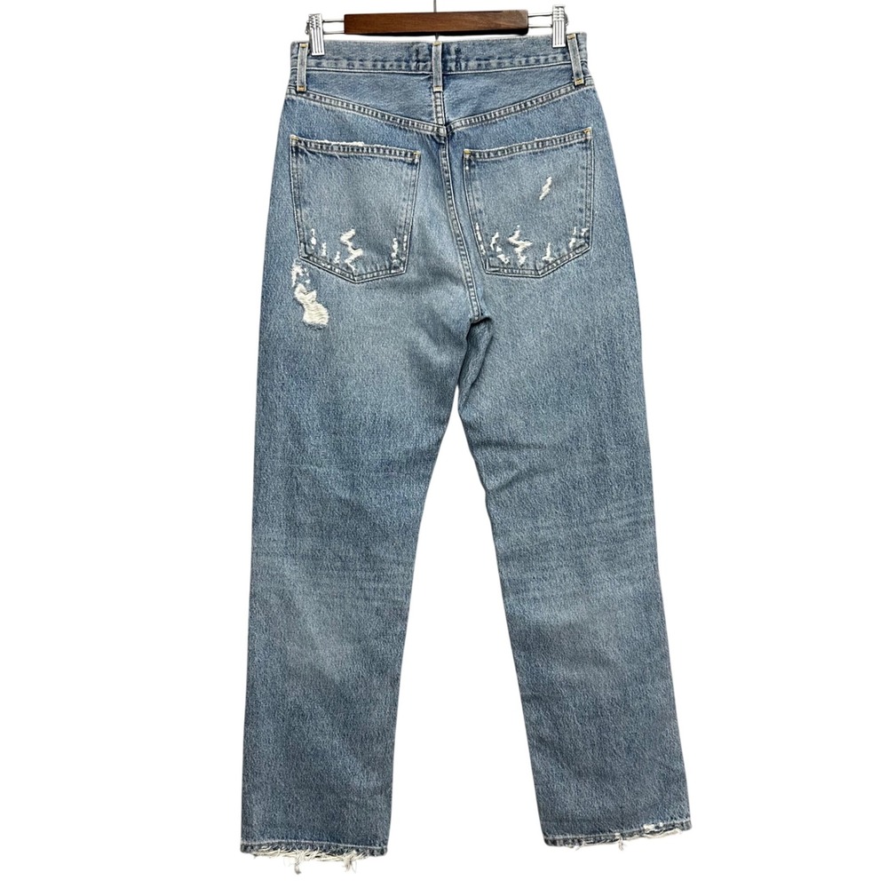 AGOLDE Riley High Rise Straight Jeans Distressed Light Wash Size 26 - Picture 2 of 10